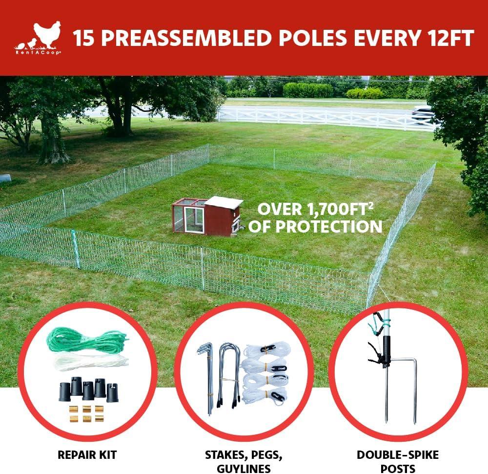 168' x 48" Green and White Metal Electric Poultry Fence