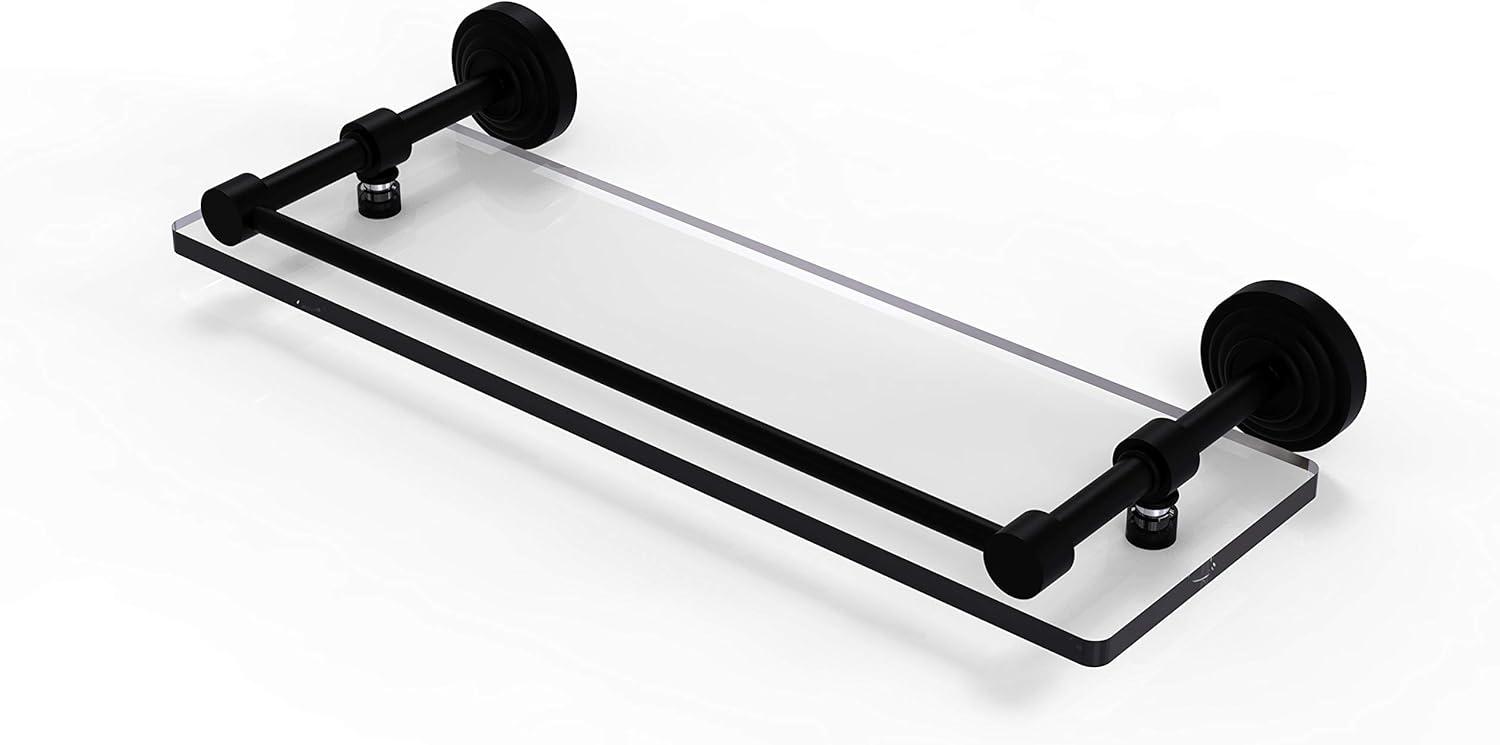 Matte Black 16" Tempered Glass Floating Wall Shelf