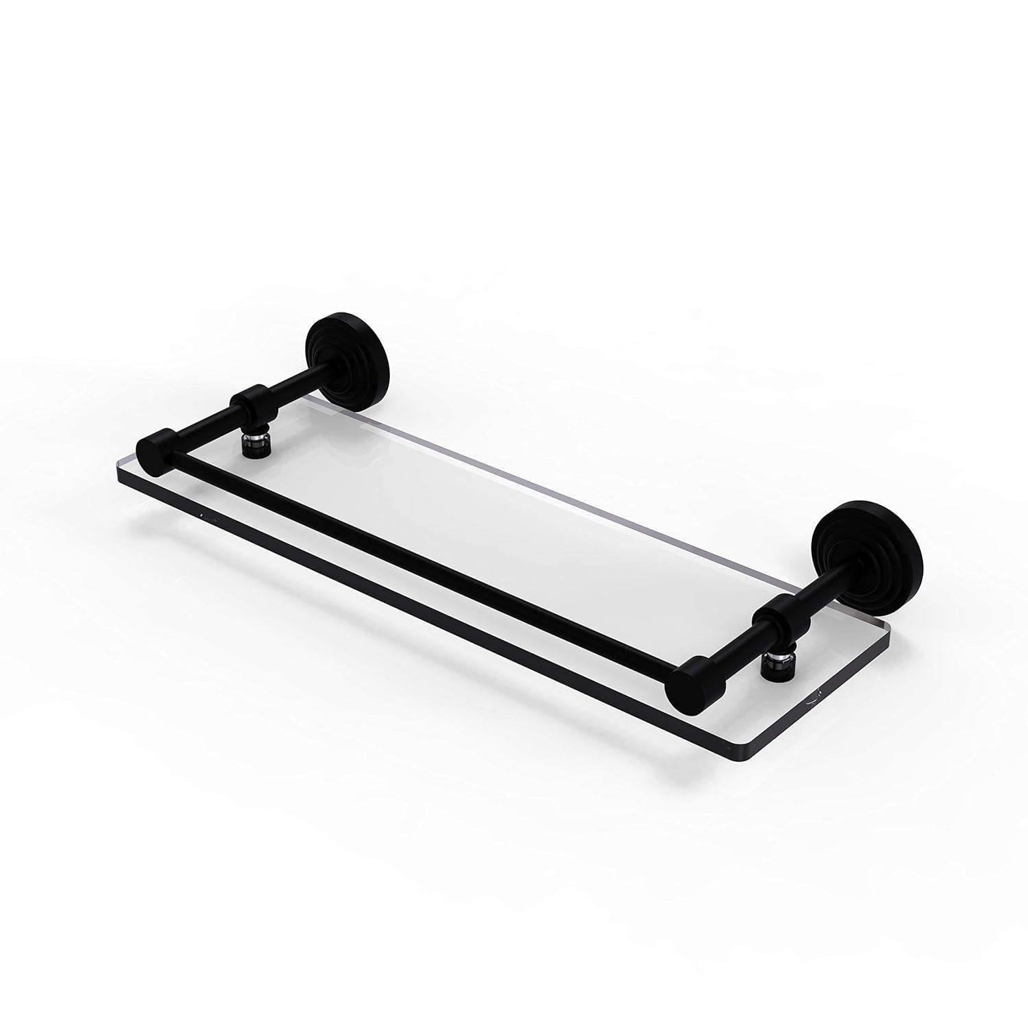 Matte Black 16" Tempered Glass Floating Wall Shelf