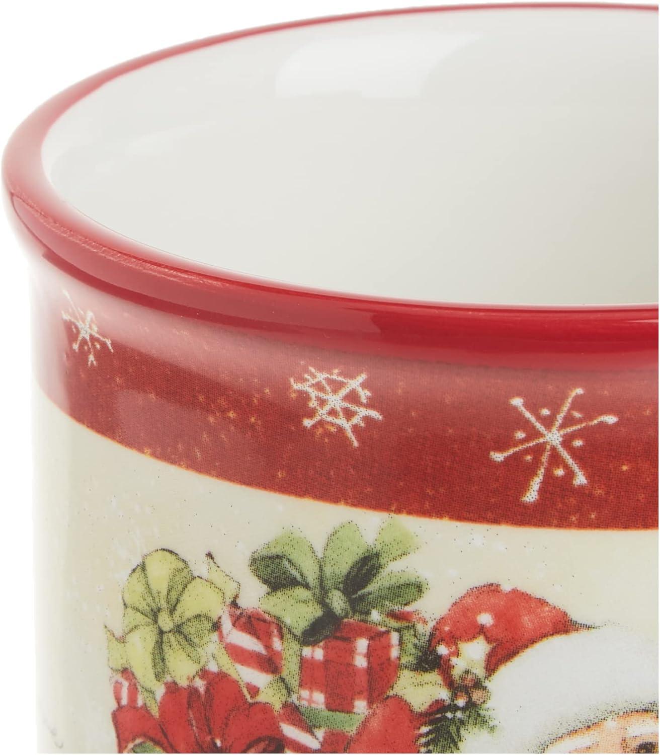 18oz Red and Multicolor Ceramic Christmas Mugs, Set of 4