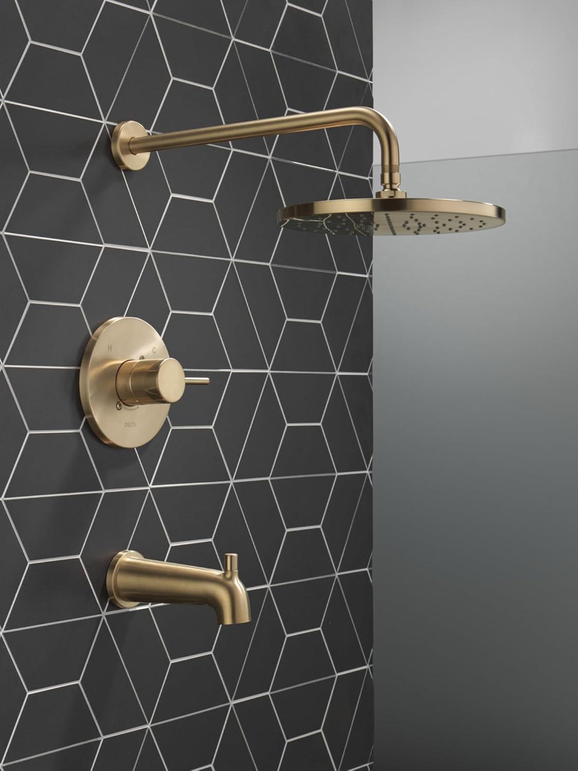 Modern Raincan Round Single-Function Tub and Shower Faucet Set, Valve Trim Kit, Rainfall Shower Head