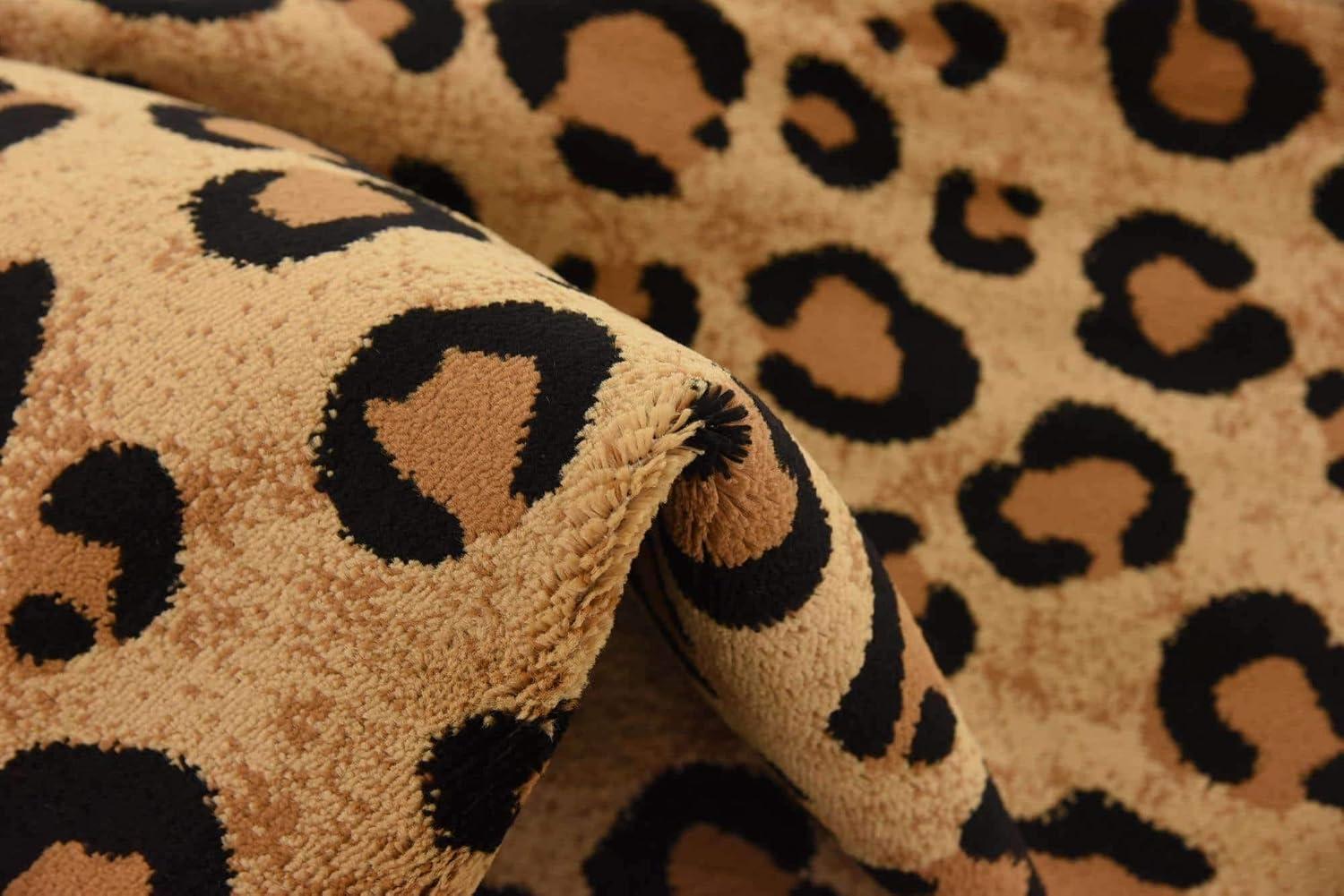 Unique Loom Wildlife Collection Area Rug - Leopard (7' 10" Square Light Brown/Black)