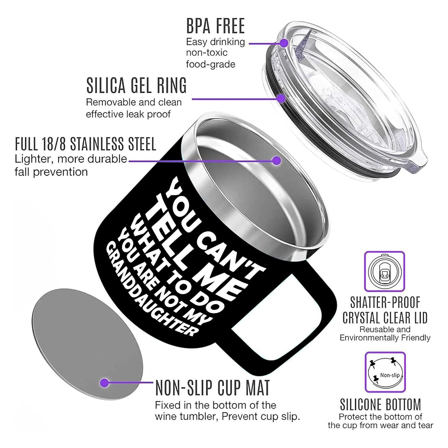 Best Grandpa Gifts for Christmas - 14Oz Grandpa Mug (Black) - You Are Not My Granddaughter -