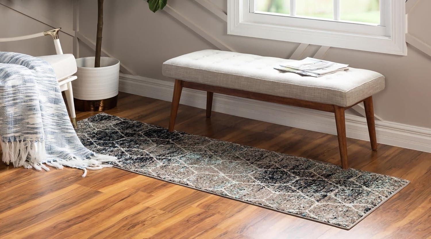 Unique Loom 2' 0 x 6' 0 Trellis Frieze Geometric Blue Multi Area Rug