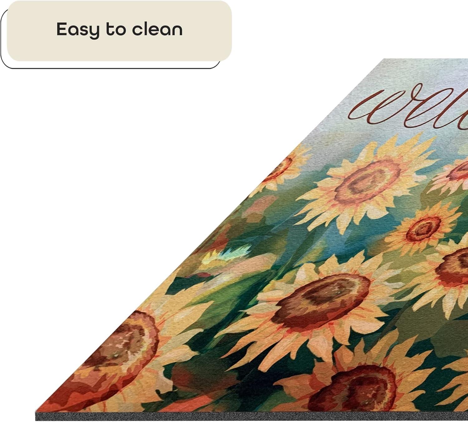 Achim Welcome Rubber Outdoor Doormat, Sunflower Field, 18" x 30"