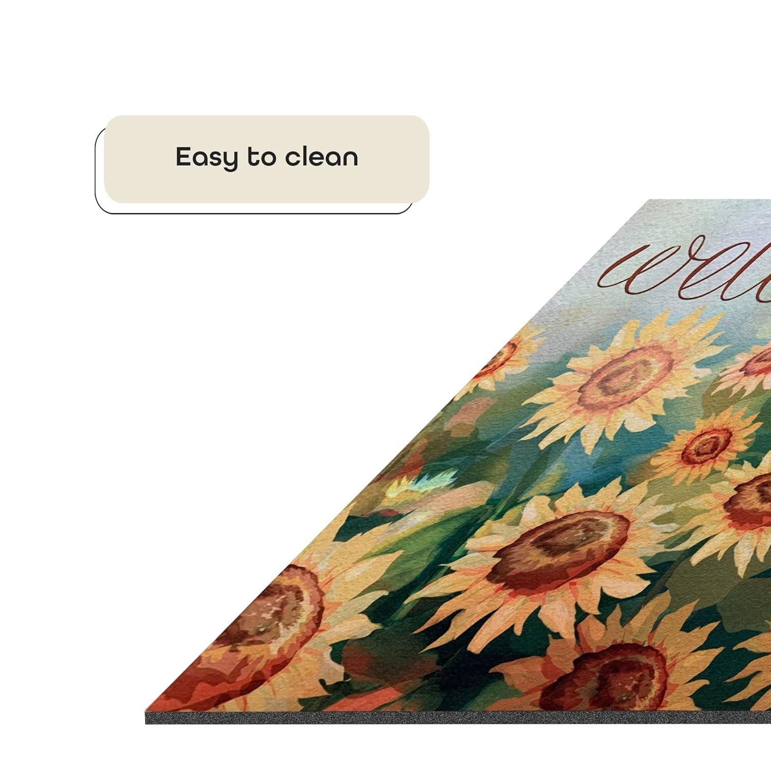 Achim Welcome Rubber Outdoor Doormat, Sunflower Field, 18" x 30"