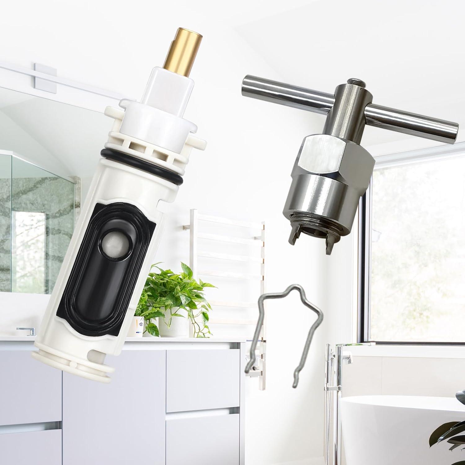 1222 Replacement Cartridge with Moen 104421 Cartridge Puller Removal Tool Retainer Clip Compatible with Moen One-Hanlde Posi Temp 1222B Shower Bathtub Faucet (1222 cartridge +104421 cartridge puller)