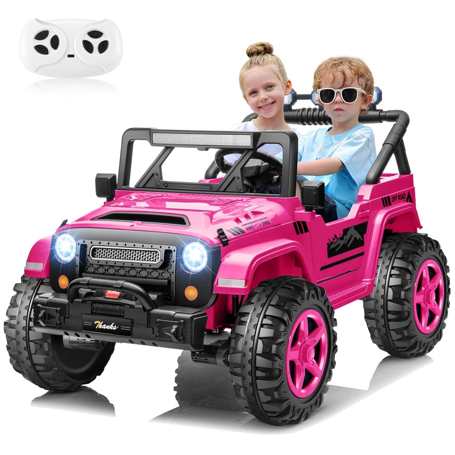 Ancheer Alex 24V 4WD//2WD Ride On Jeep Truck,2 Seater Kids UTV With 4X200w Powerful Engine,Remote Control,Bluetooth,20 Wide Seat,Vehicles for Kids Toddlers