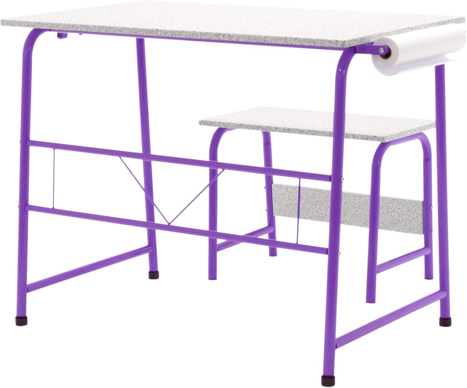 SD Studio Designs Project Center, 55127 Craft Table Play Desk with Bench, Purple/Spatter Gray, 37.75"W x 21.75"D x 28"H