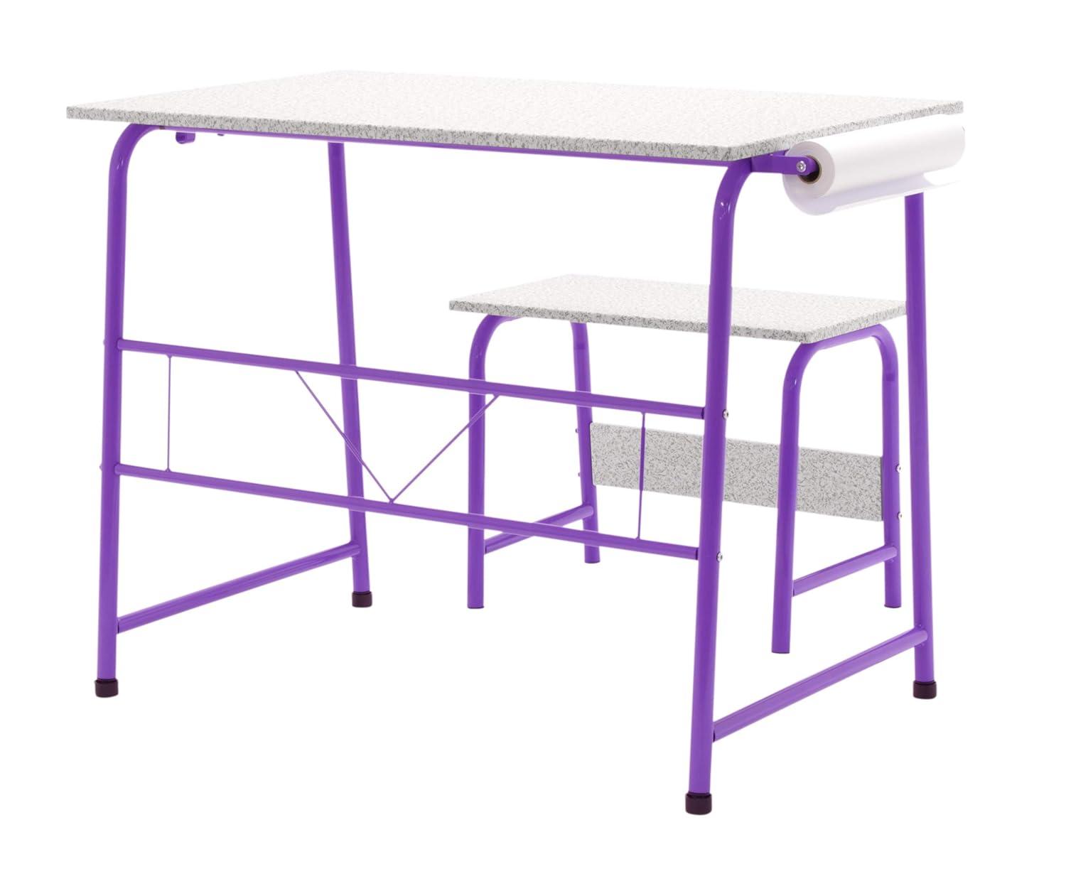 SD Studio Designs Project Center, 55127 Craft Table Play Desk with Bench, Purple/Spatter Gray, 37.75"W x 21.75"D x 28"H