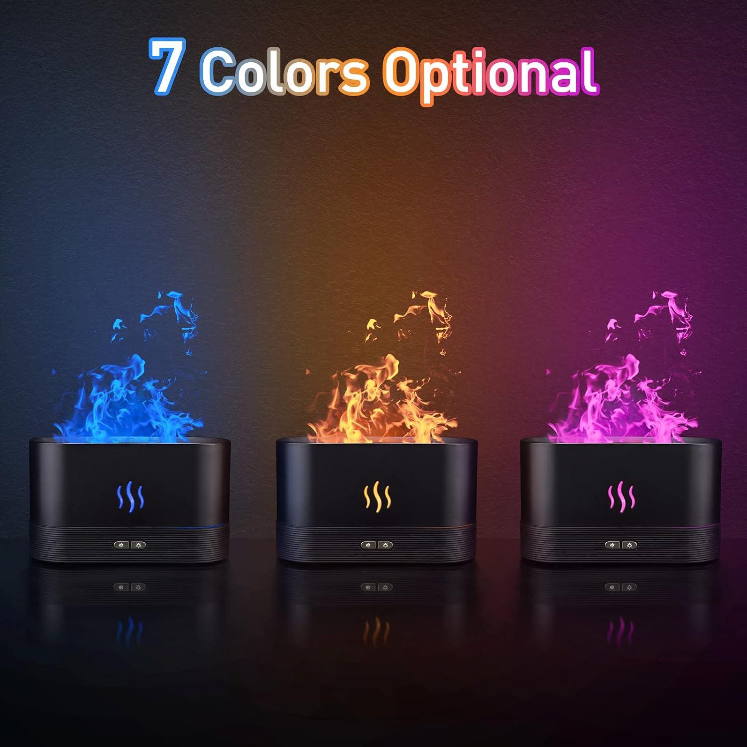 Black USB Electric Aroma Diffuser with Colorful Flame Effect