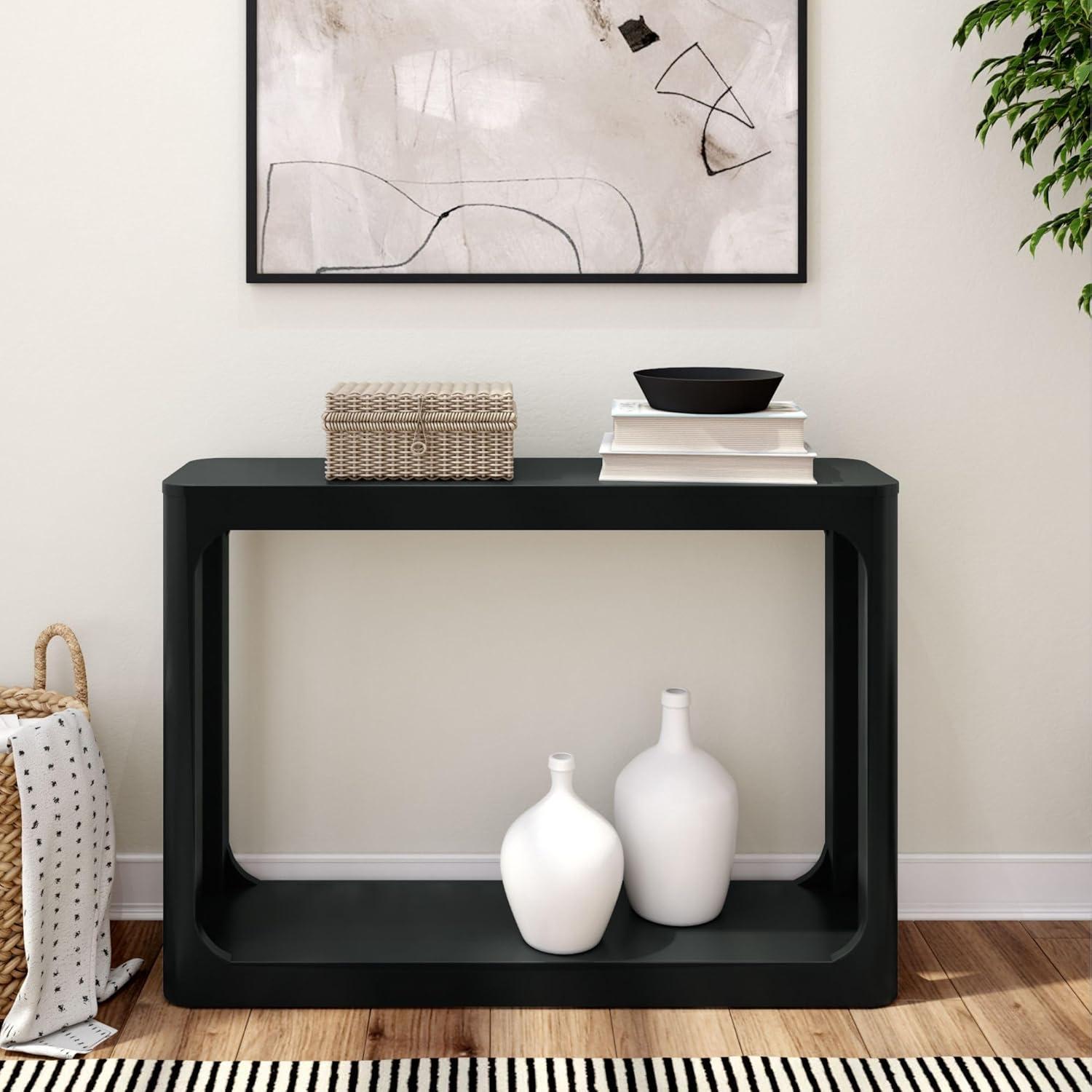 Plank+Beam 46" Solid Wood Console Table, Conture Rounded Edge Sofa Table, Narrow Entryway Table, Console Tables for Entryway, Black