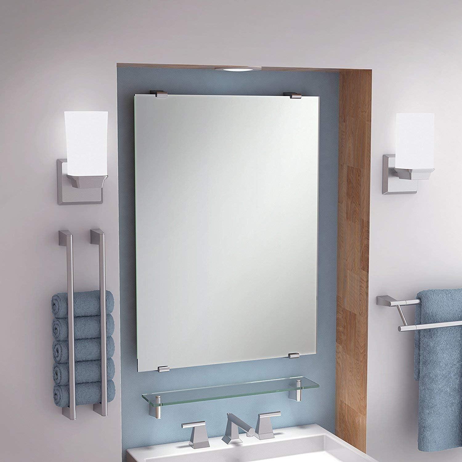 Frameless Oval Bathroom Vanity Mirror with Satin Nickel Finish