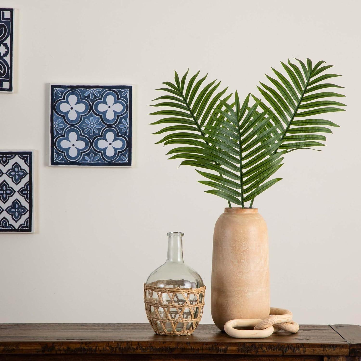 33-Inch Green Artificial Palm Leaf Stems, Set of 3