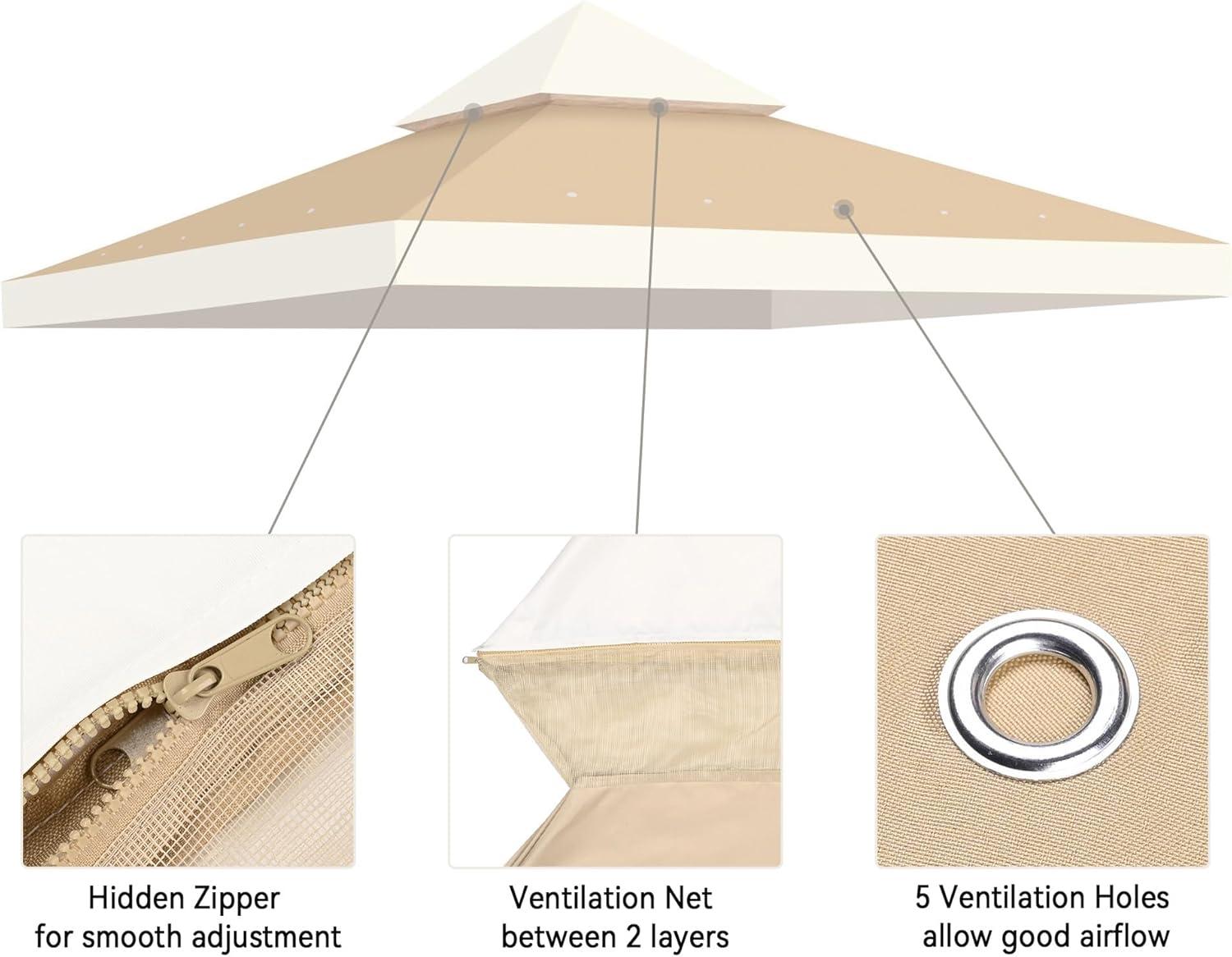 Yescom Yescom Canopy Top Replacement for 2-Tier Crescent TJSG081 Gazebo Outdoor Garden Yard Patio Cover