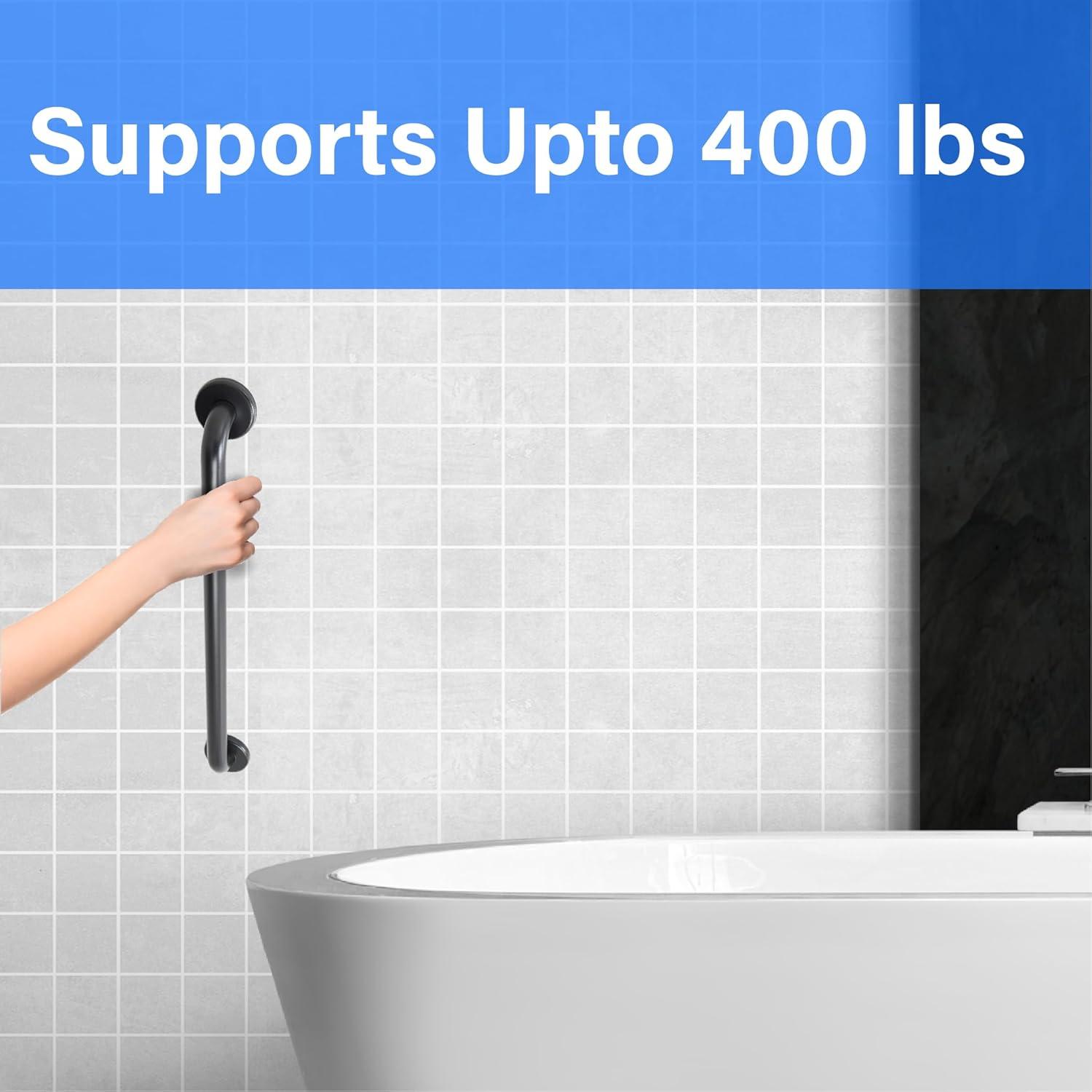 18” Shower Handle Smooth Grip | 304 Stainless Steel Bathroom Grab Bars For Seniors | Handicap Grab Bars Oil Rubbed Bronze | ADA Shower Bars Safety For Elderly | Grab Bars For Bathtubs And Showers