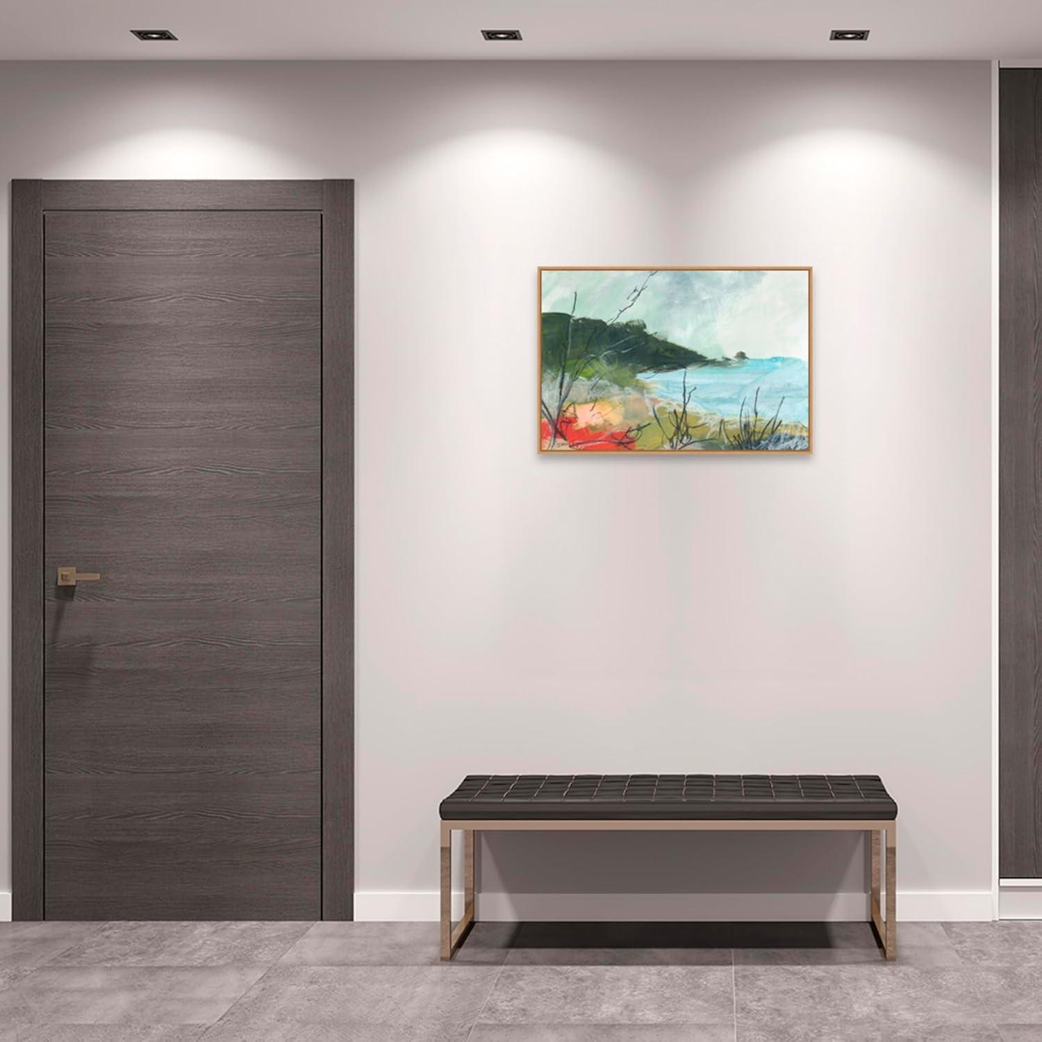 33" x 23" Wandering No 2 by Jan Weiss Framed Canvas Wall Art Print - Amanti Art: Modern Lithograph, Polystyrene Frame