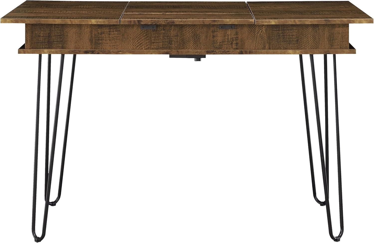 Sheeran Storage Writing Desk with Hairpin Legs Rustic Amber - Coaster: Industrial Style, Enclosed Cabinet, USB Ports