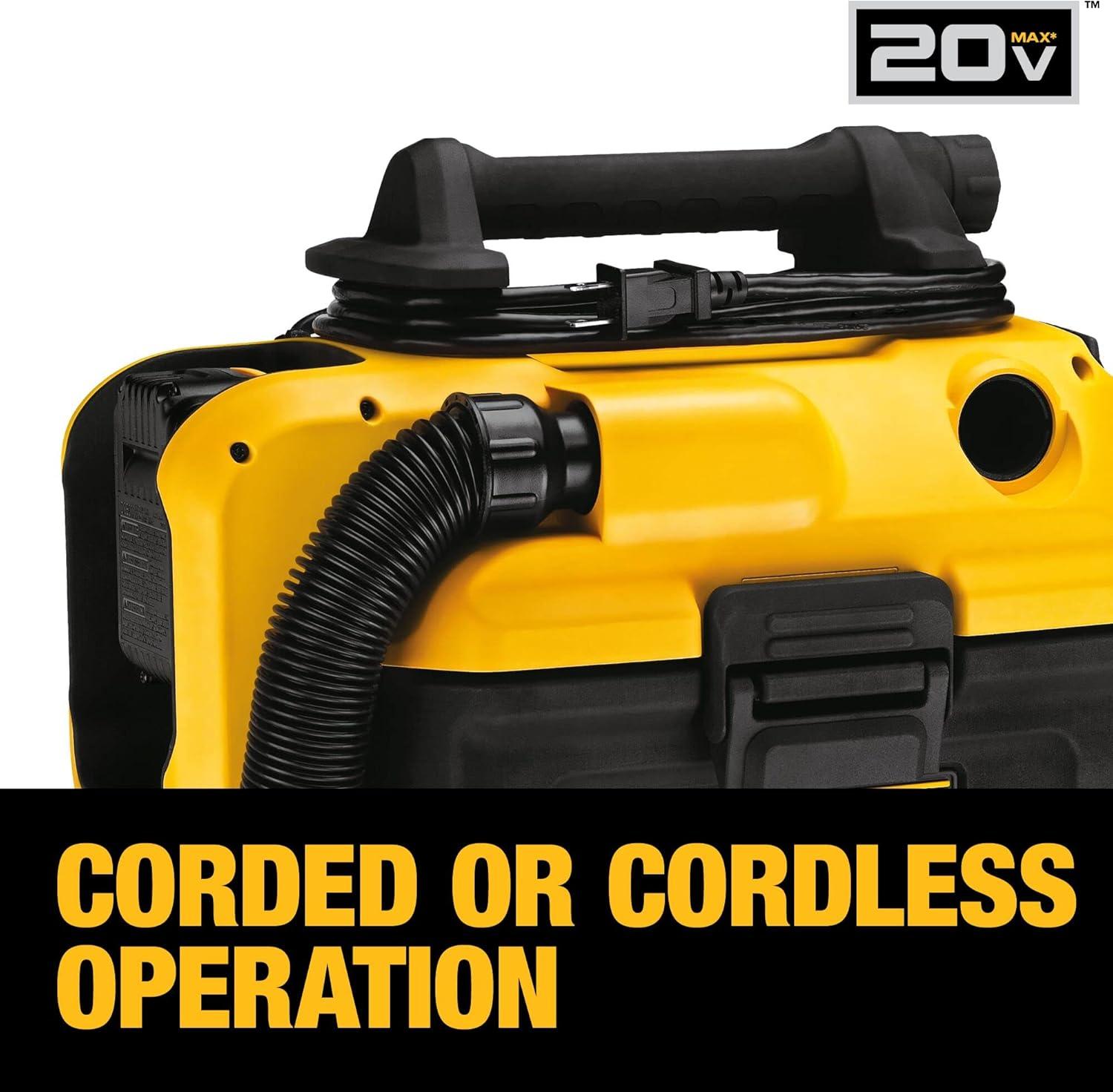 Yellow and Black Cordless Wet-Dry Handheld Vacuum with HEPA Filter