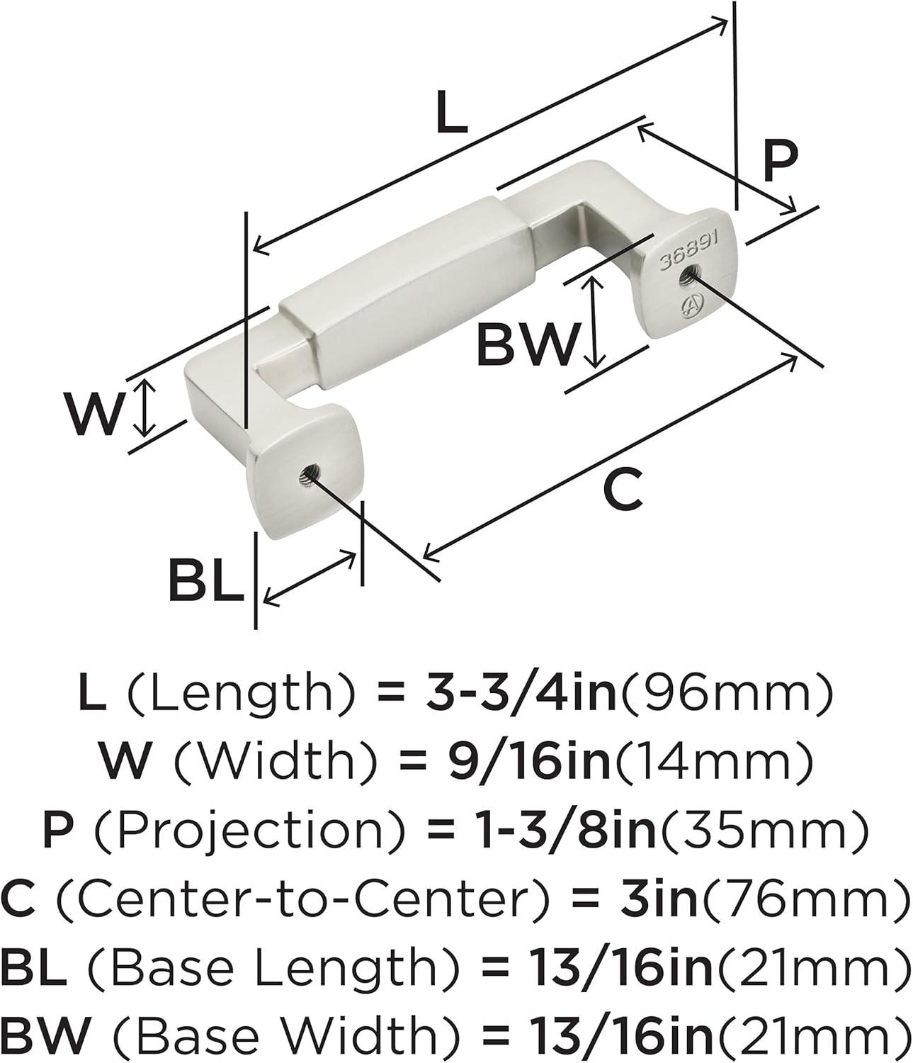 Amerock Stature 3 inch (76mm) Center-to-Center Satin Nickel Cabinet Pull