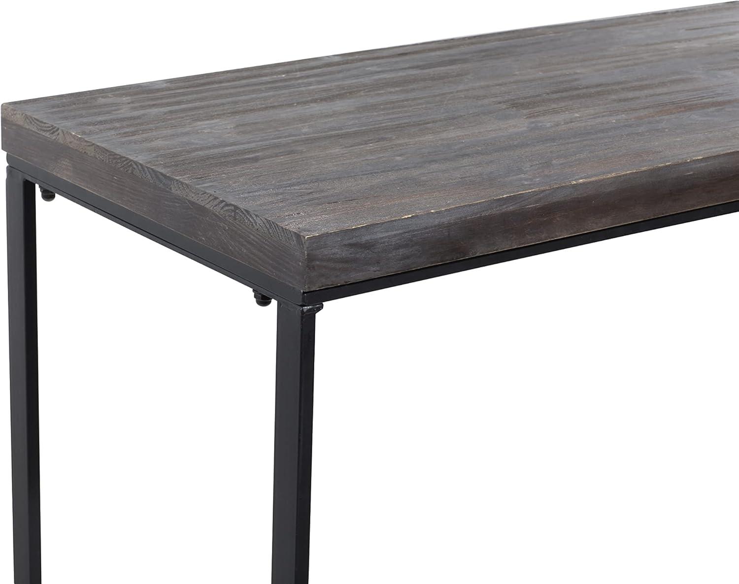 Union Rustic Corneau Wood Minimalistic Dark Brown Console Table with Black Metal Legs