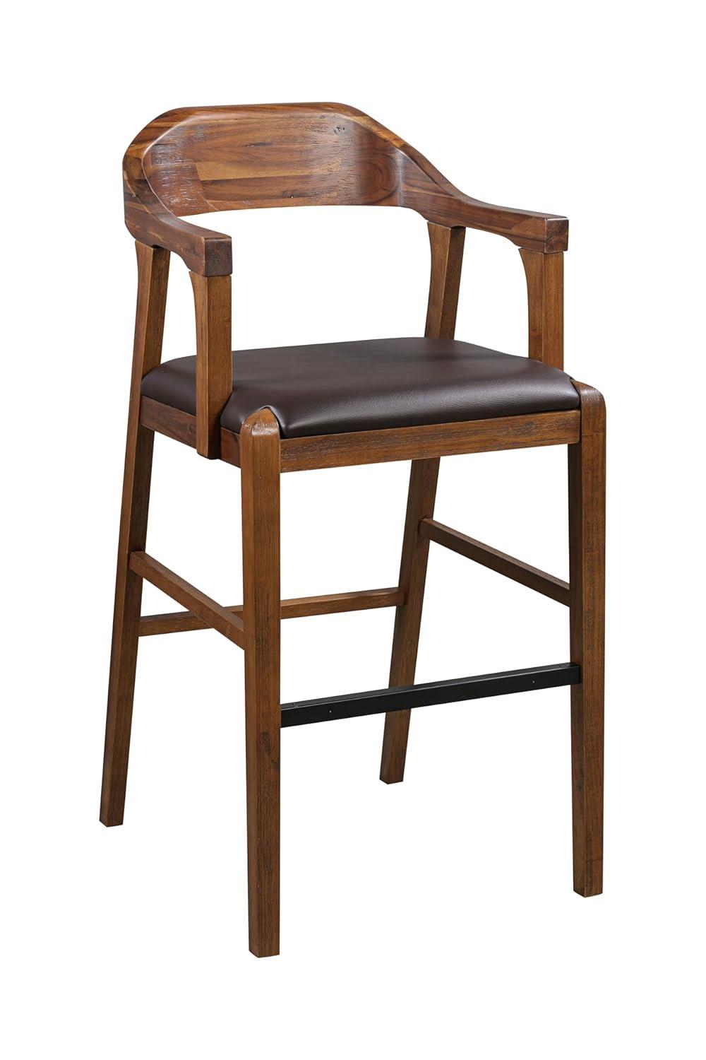 Rasmus Stationary Barstool: 29" Faux Leather, Eco-Friendly Wood, Fixed Height - Boraam