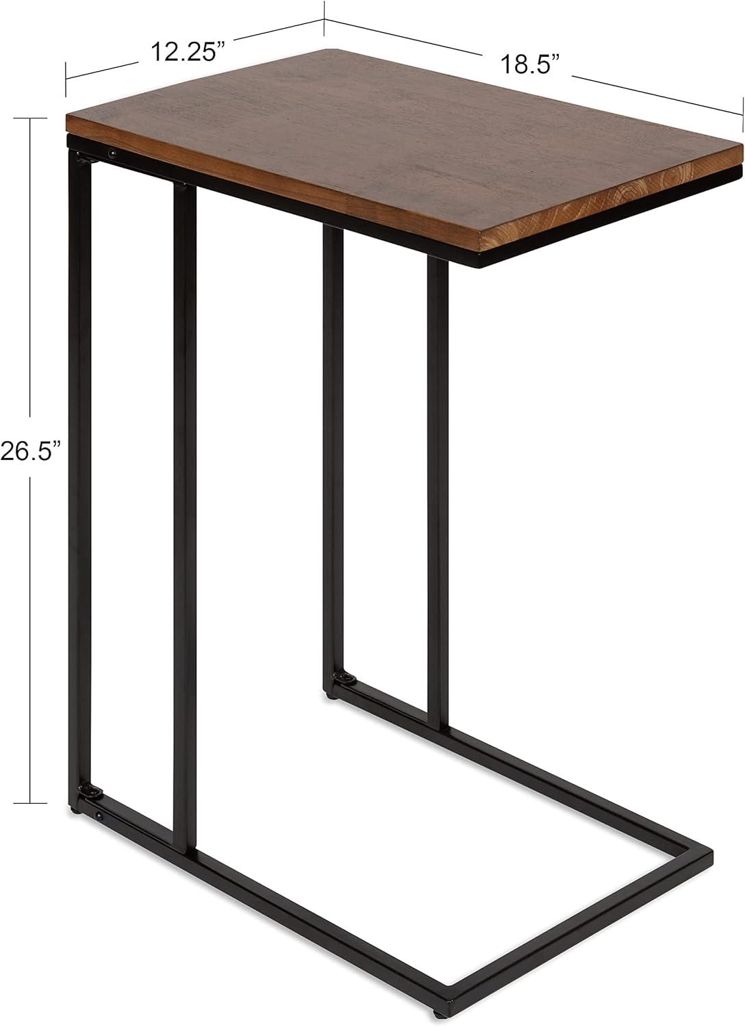 Kate and Laurel Lockridge Rectangle Wood C Table, 19x12x27, Walnut Brown