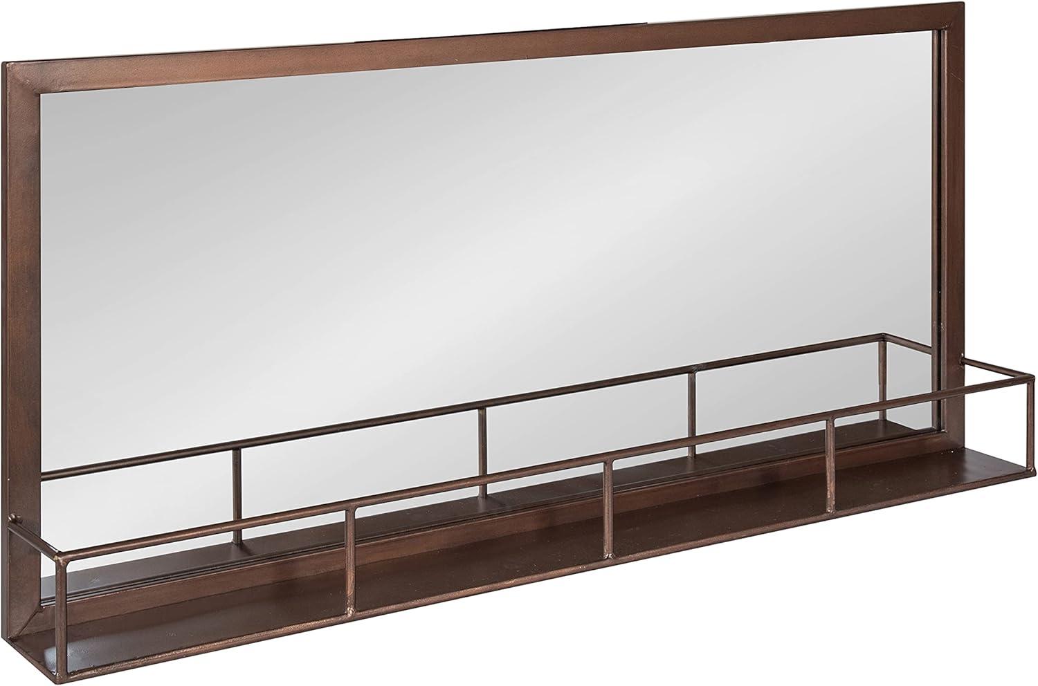 Sophisticated Bronze Rectangular Vanity Mirror with Shelf