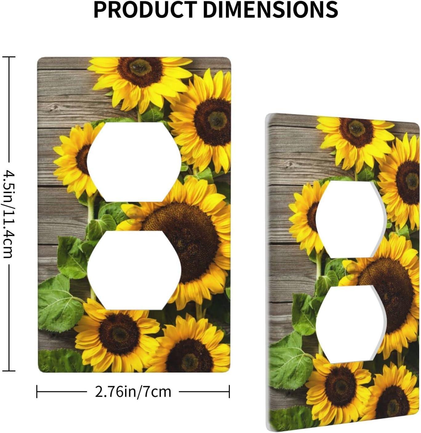 ZICANCN Outlet Covers Wall Plate, Sunflowers Nature Beige Background Light Switch Cover Decorative, Duplex Toggle Combo 1-Gang