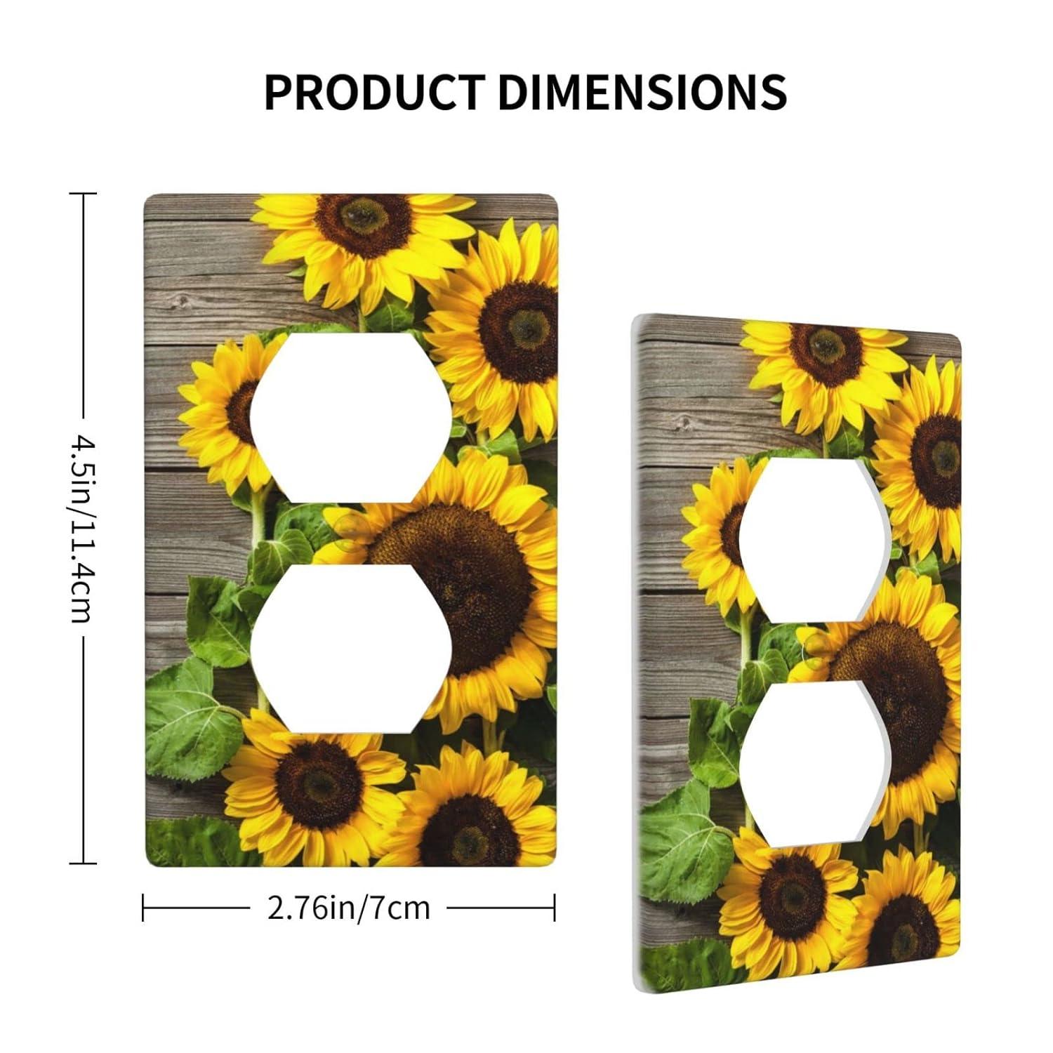 ZICANCN Outlet Covers Wall Plate, Sunflowers Nature Beige Background Light Switch Cover Decorative, Duplex Toggle Combo 1-Gang
