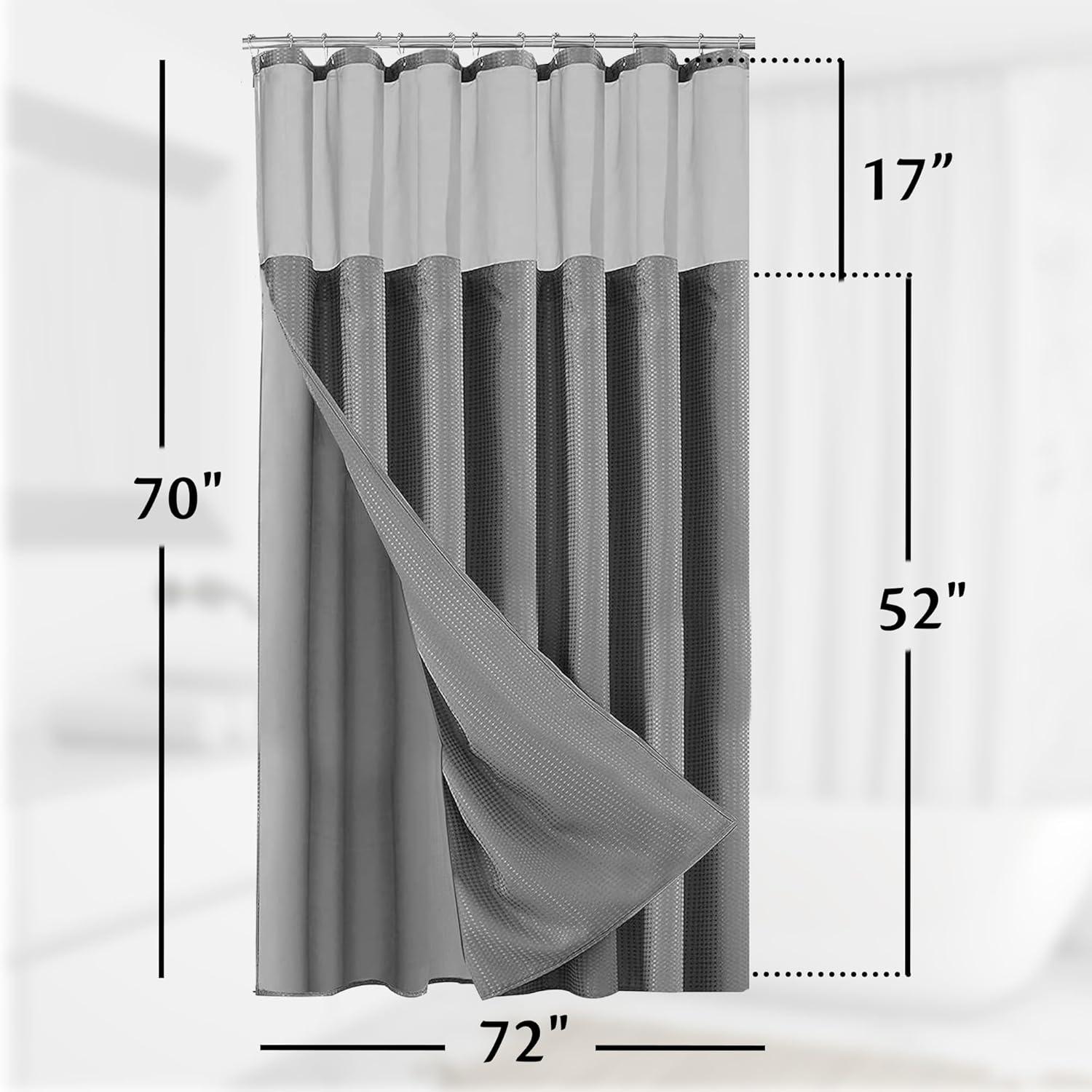 Dainty Home Complete Shower Curtain With Detachable Liner - Grey