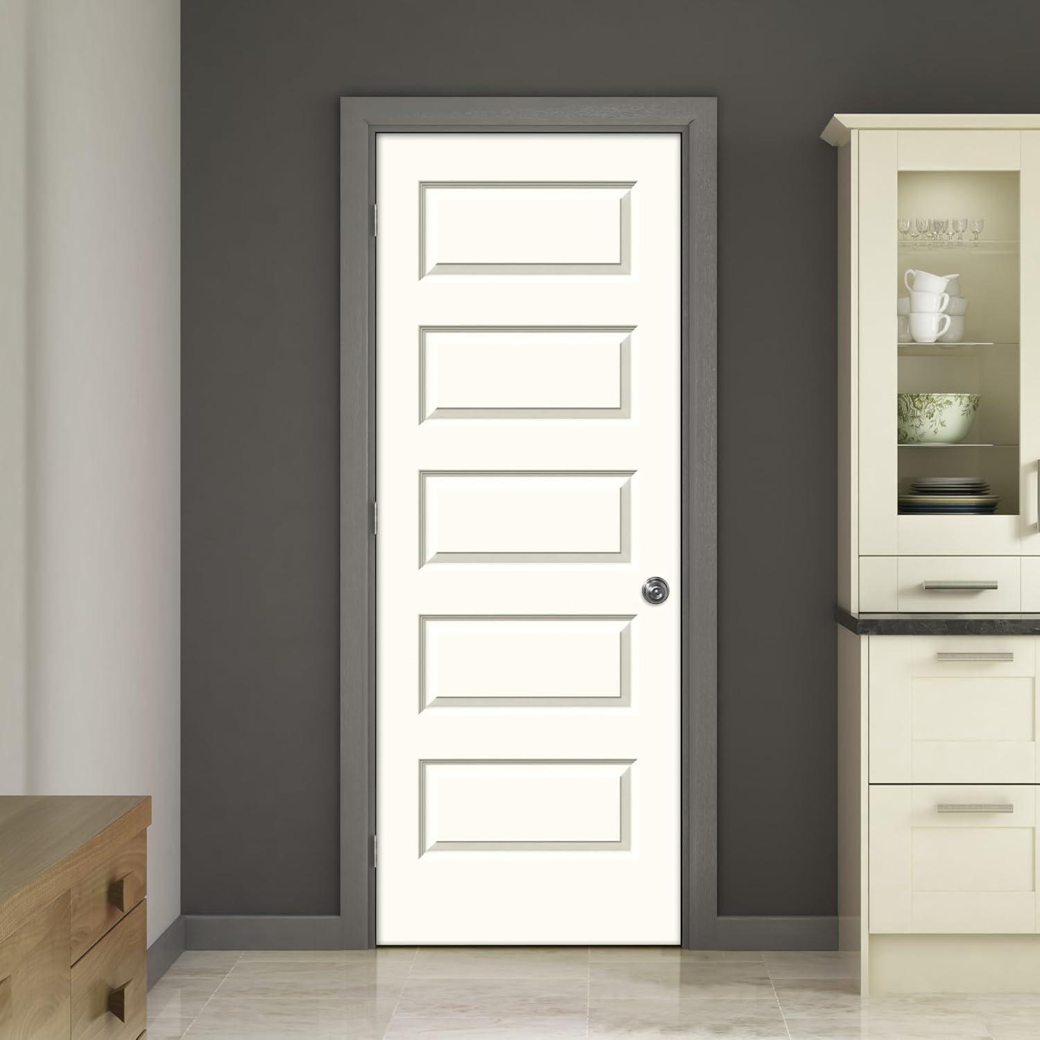 30 in. x 80 in. Smooth Rockport Right-Hand Solid Core Primed Molded Composite Single Prehung Interior Door
