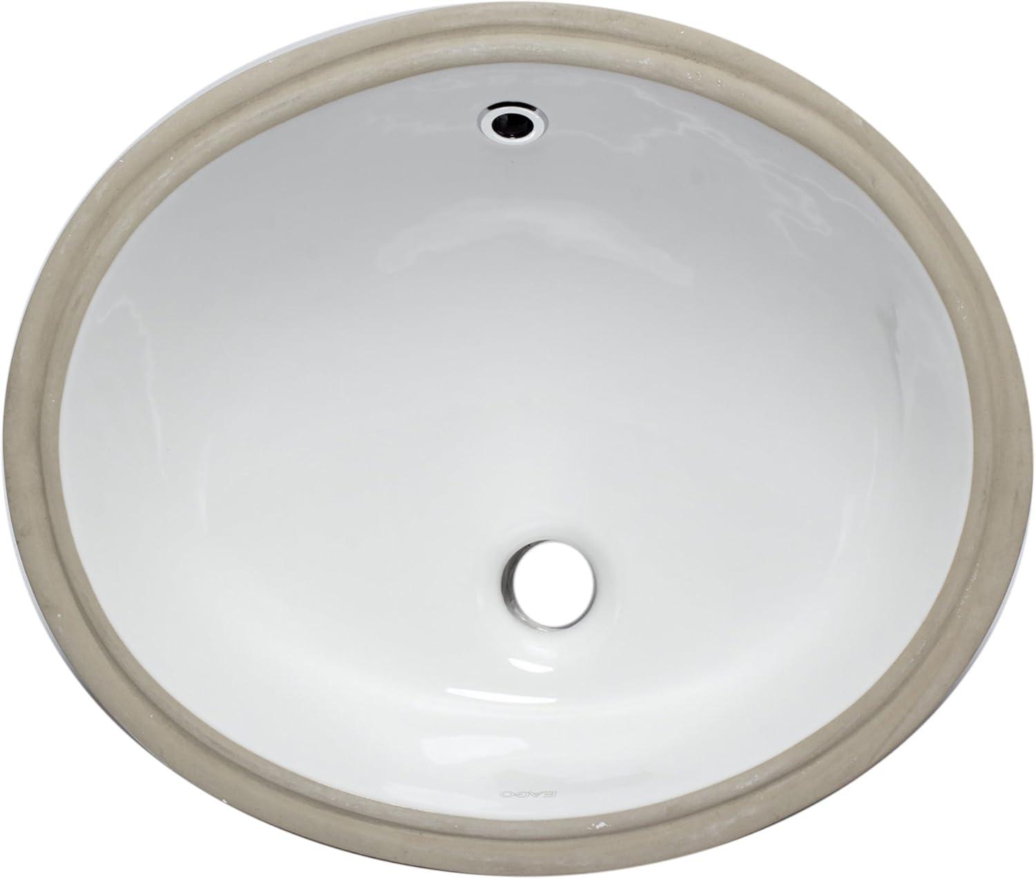 EAGO 15'' White Ceramic Oval Bathroom Sink with Overflow