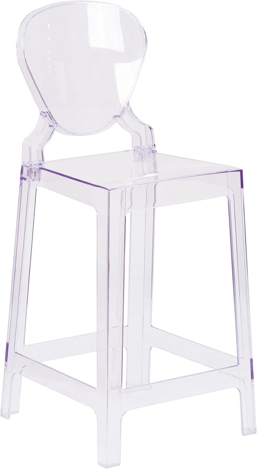 Flash Furniture Ghost Counter Stool with Tear Back in Transparent Crystal