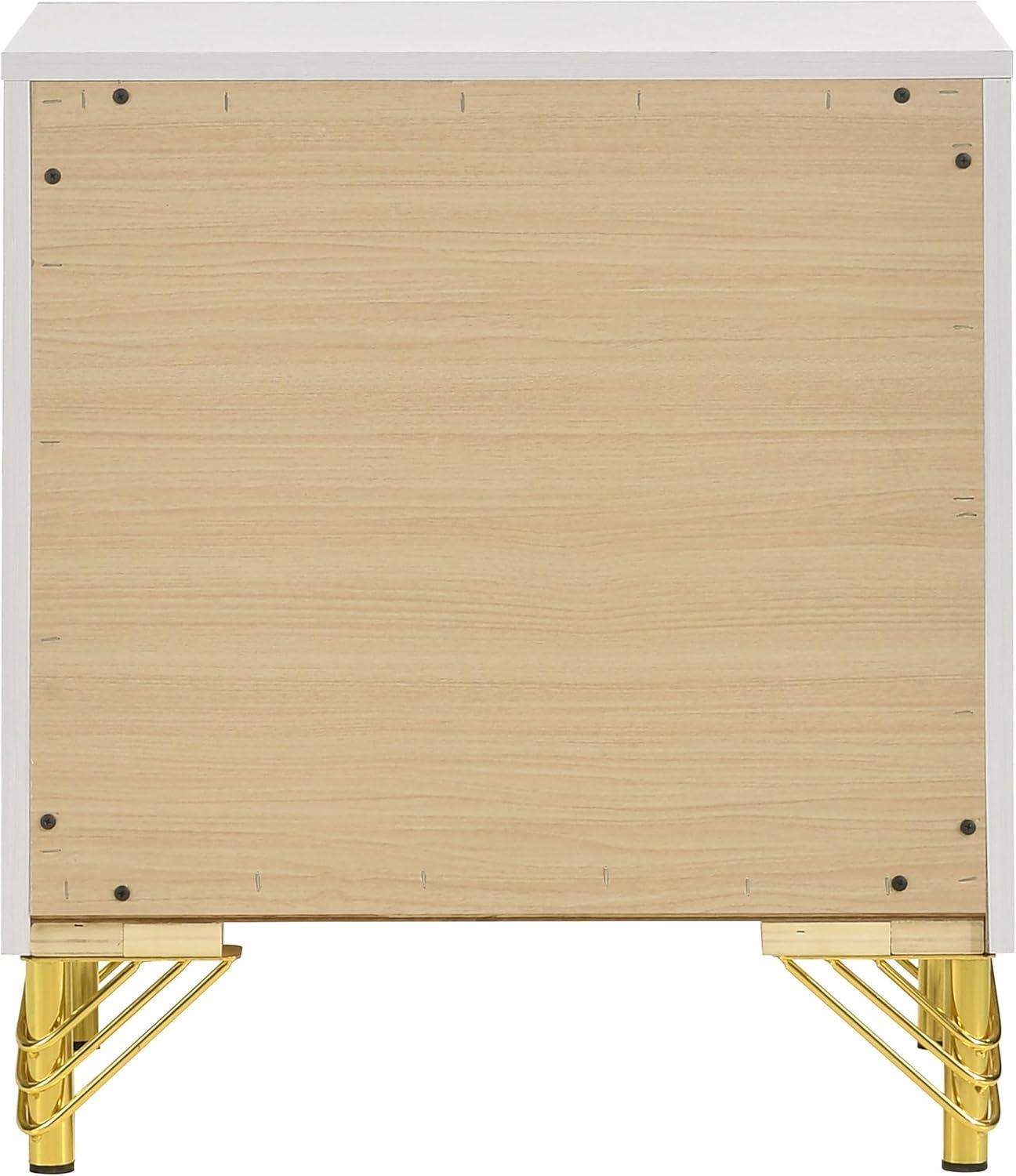 Coaster Lucia Modern 2-drawer Wood Nightstand Bedside Table White and Gold