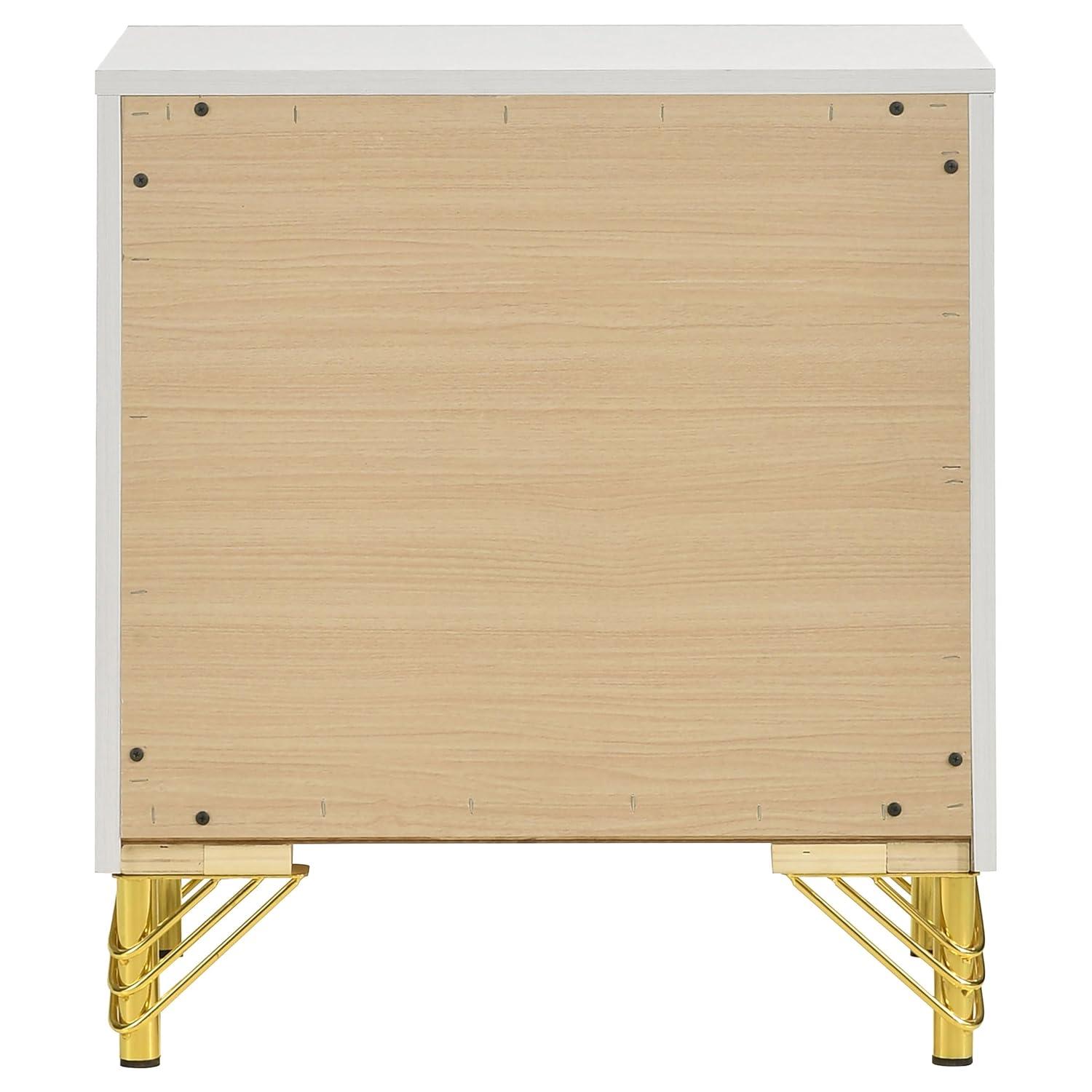 Coaster Lucia Modern 2-drawer Wood Nightstand Bedside Table White and Gold