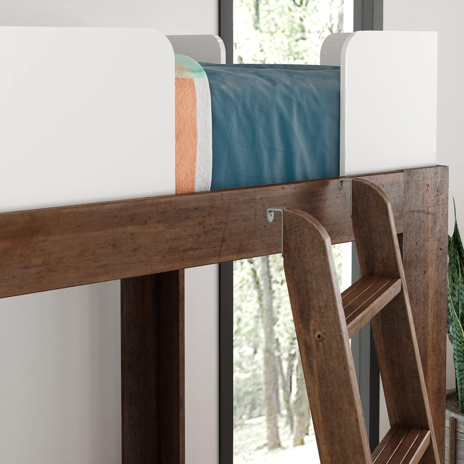 Max & Lily Twin Loft Bed, Mid-Century Modern Solid Wood High Loft Beds for Kids