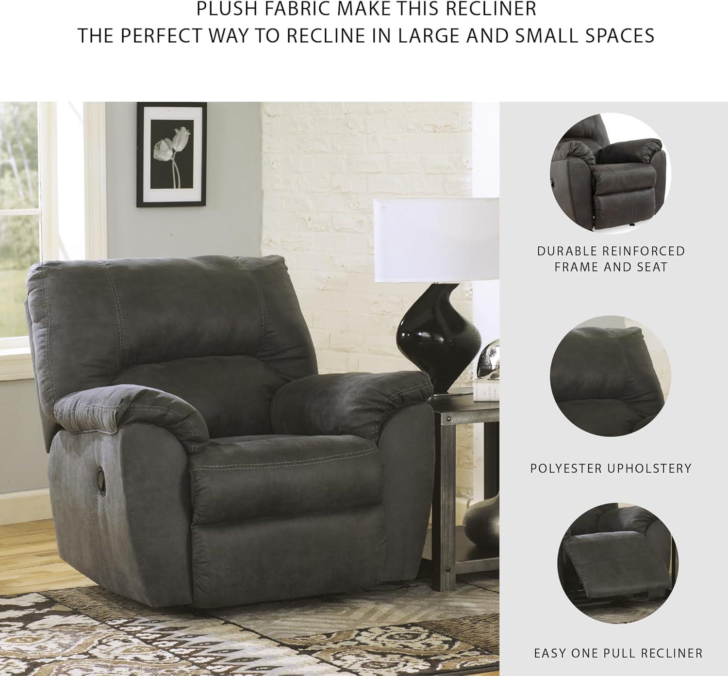 Signature Design by Ashley Tambo Fabric Rocker Recliner in Pewter