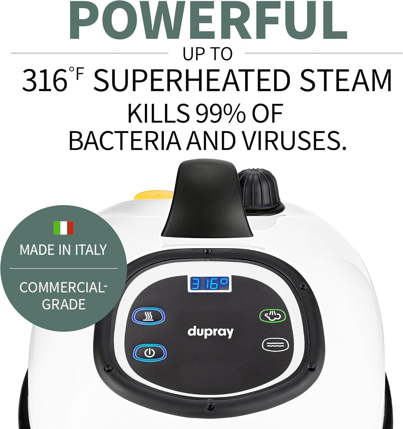 TOSCA™ Steam Cleaner by Dupray,  a Commercial-Grade Cleaner with Enamel-Coated Steel Case and Intuitive Digital Interface. 1600w of Power.