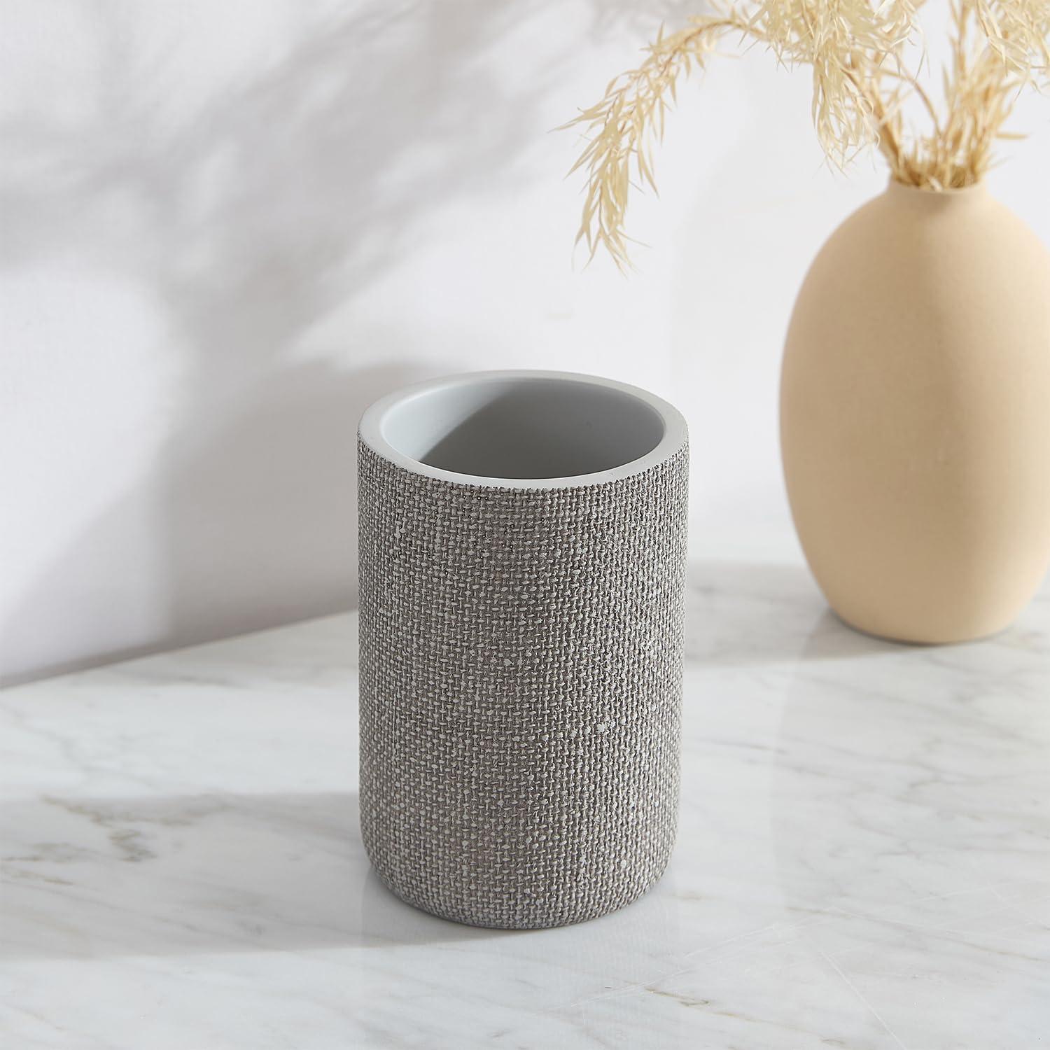 Tahari Astor 4-Piece Grey Textured Bathroom Accessory Set