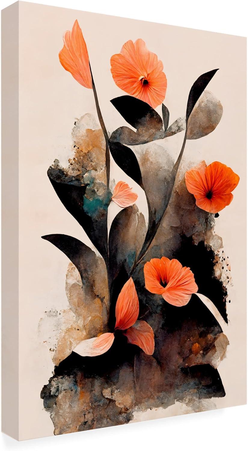 Canvas Wall Art - Treechild 'Coral Flowers' Wall Art for Living Room, Bedroom, or Office Décor by Trademark Fine Art - 16 x 24 Inches