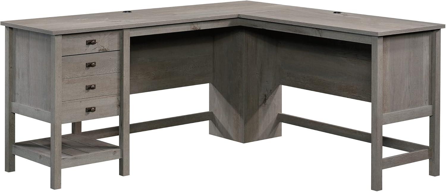 Cottage Road L-Shaped Desk Mystic Oak - Sauder: Home Office Furniture with Open Shelf & Grommets