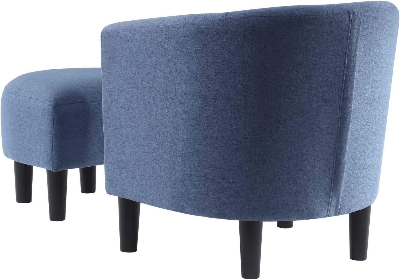 Take-a-Seat Churchill Accent Chair with Ottoman in Blue Fabric