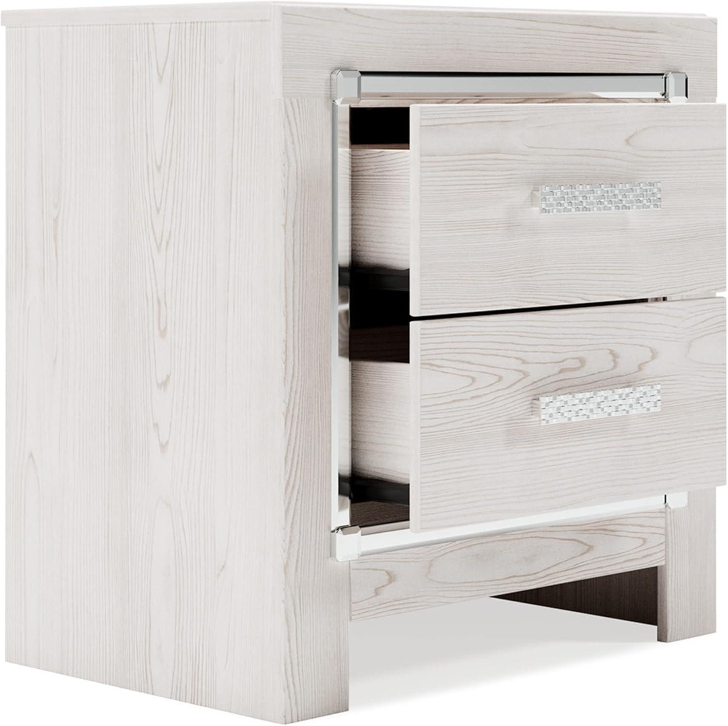 Signature Design by Ashley Contemporary Altyra 2 Drawer Nightstand, White