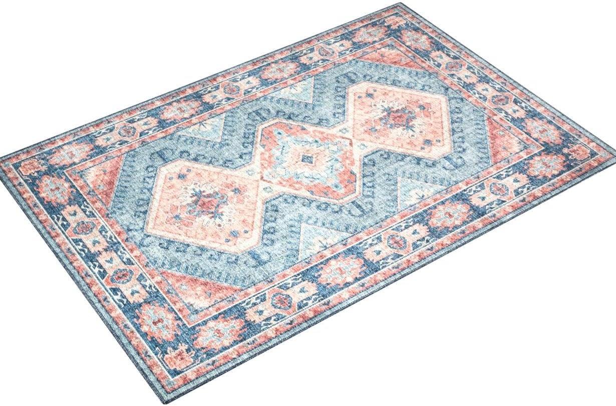 Turquoise and Terracotta Reversible Oriental Wool Area Rug