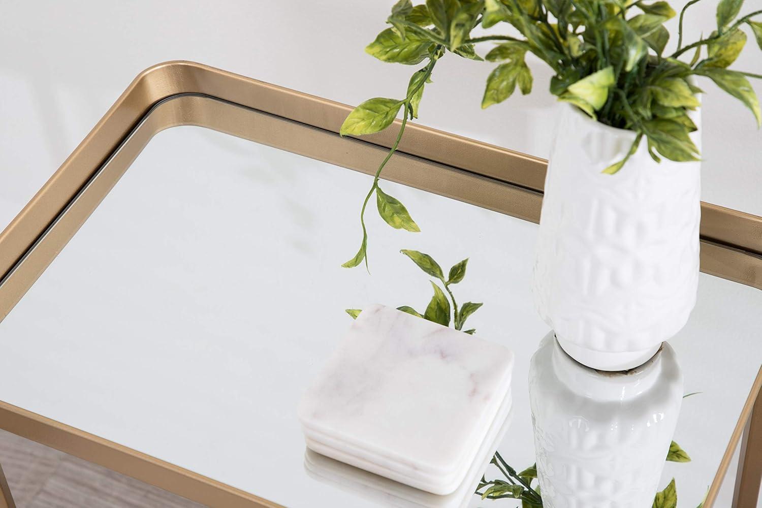 Kate and Laurel Celia Rectangle Metal Side Table, 18x12x26, Gold