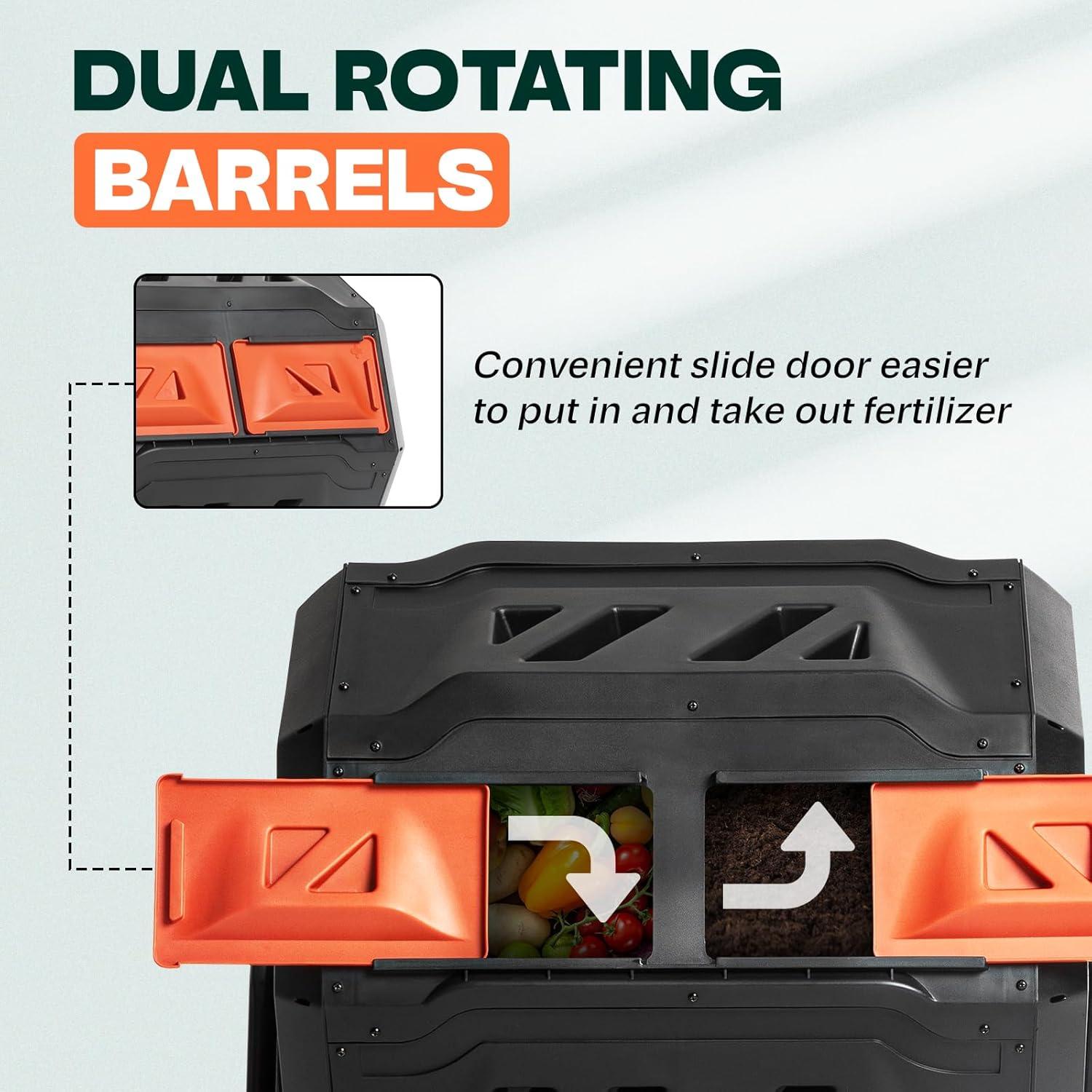 Dual Chamber Rotating Composter Tumbler Outdoor