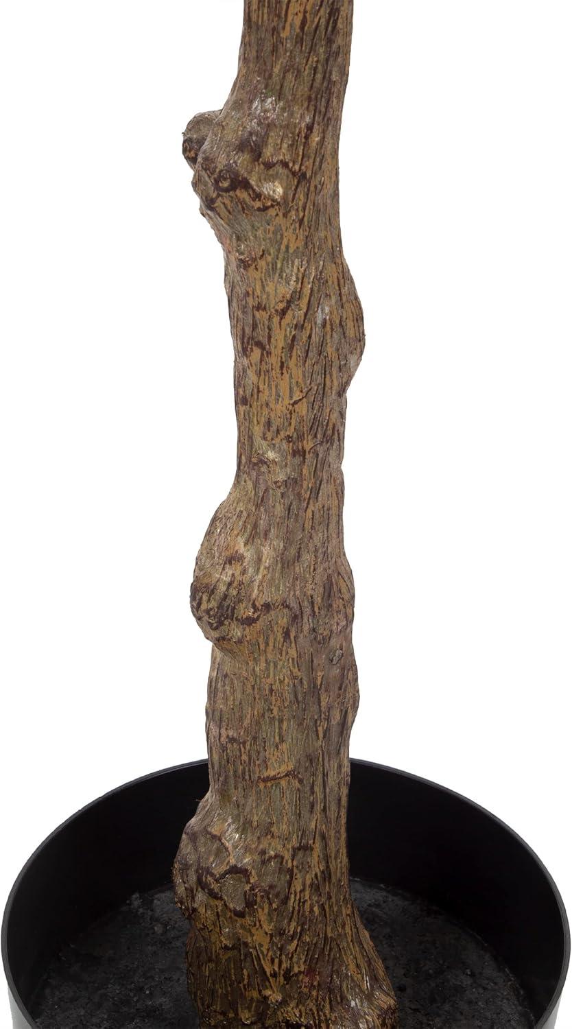 Pure Garden Artificial Rubber Plant 51-Inch Faux Tree with Natural-Feel Leaves