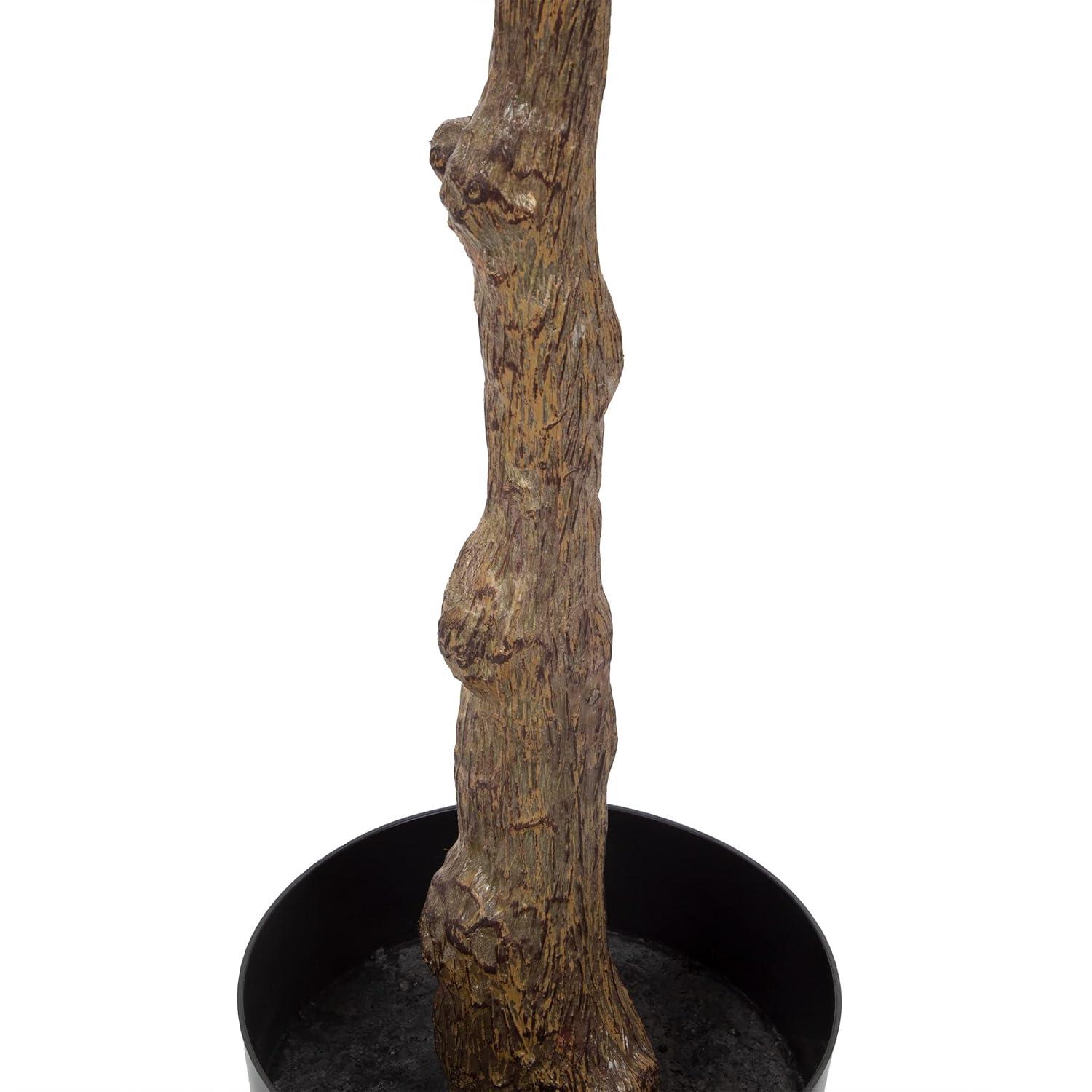 Artificial Rubber Plant - 51-Inch Faux Tree with Natural-Feel Leaves - Realistic Potted Indoor Plant for Office or Home Decor by Pure Garden (Green)