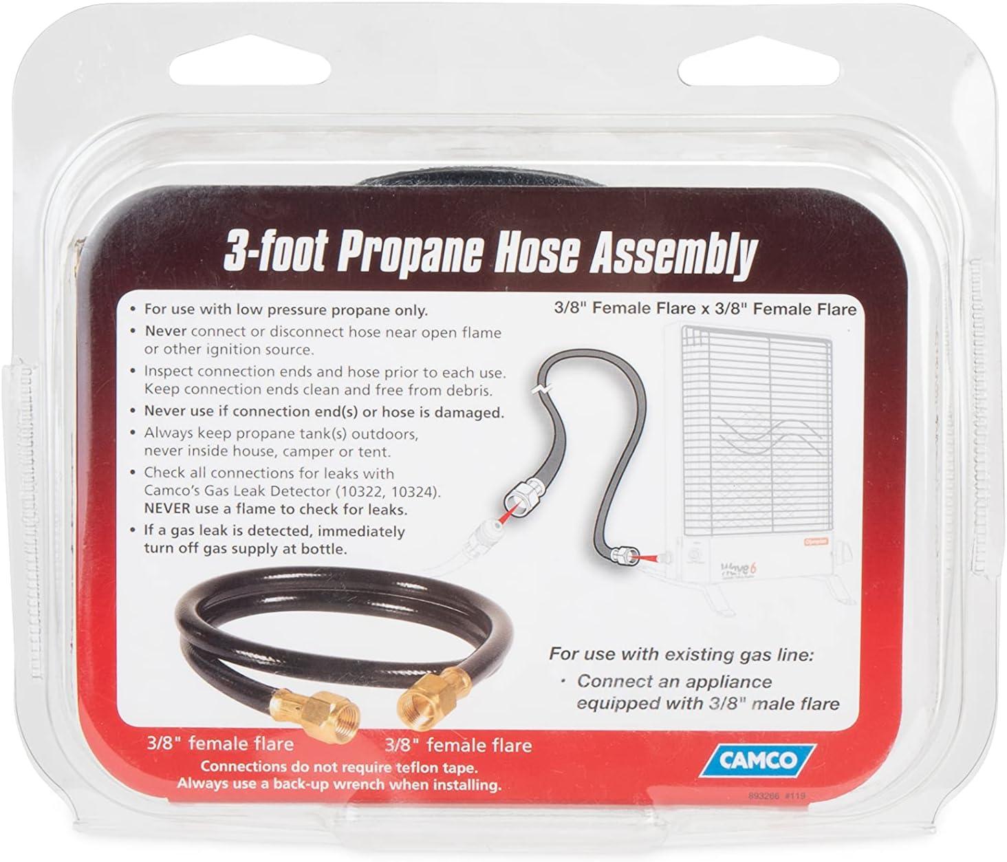 3-Foot Black Propane Hose with Brass Fittings